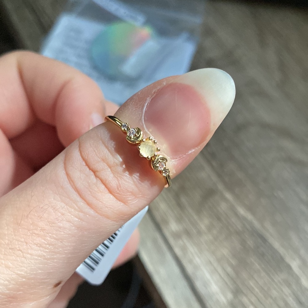 Sun moon star gold plated ring